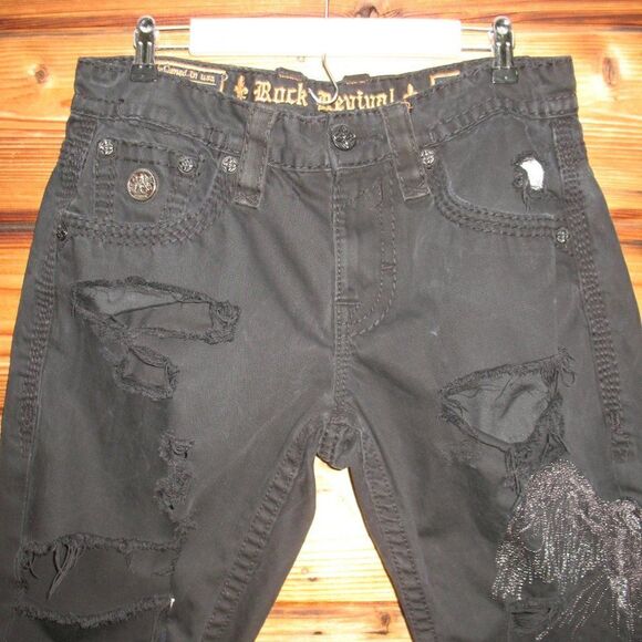 Rock Revival Mens Distressed Wing Embroidered Shorts - Picture 4 of 14